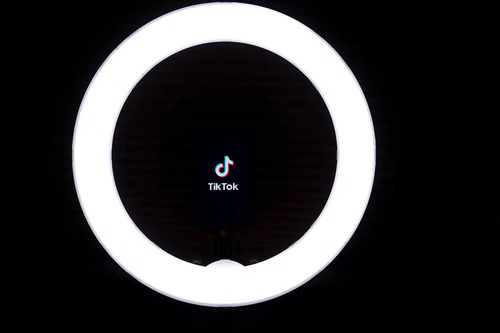 Ring light with the TikTok logo in the middle.