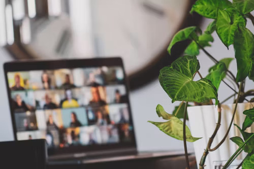 Gezichten van mensen op een laptopscherm om het vinden van het juiste publiek voor te stellen om meer volgers op TikTok te krijgen.