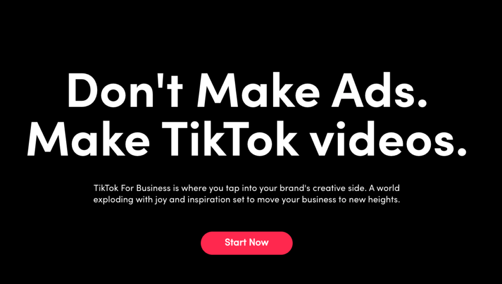 TikTok for Business page showing how to create ads to get more followers on TikTok.