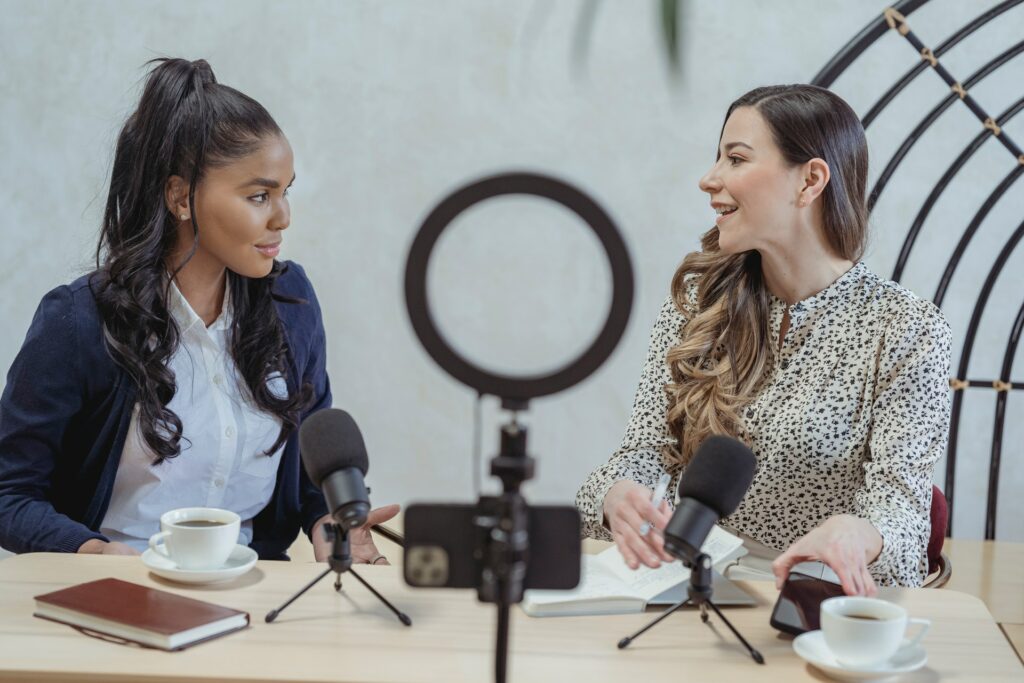 woman talking to tiktok influencer