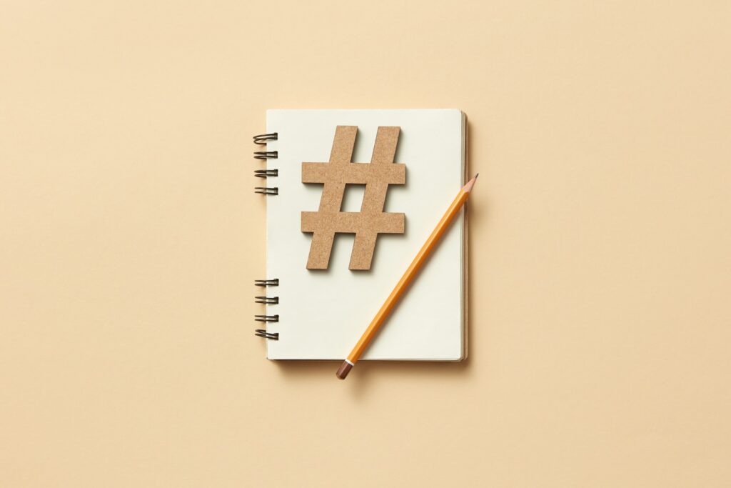 hashtag on notebook
