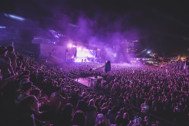 A massive audience at a concert.