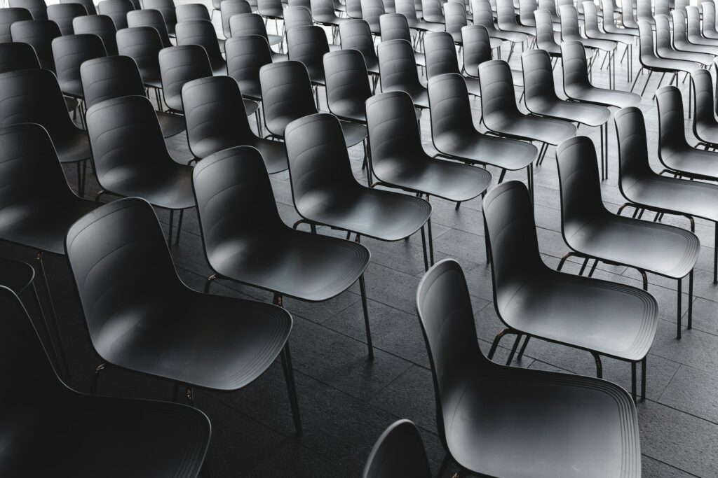 Empty chairs in a room.