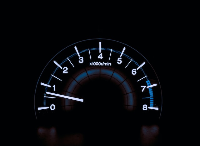An analog speedometer
