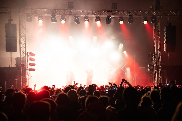 Um grande público em um show ao vivo. 