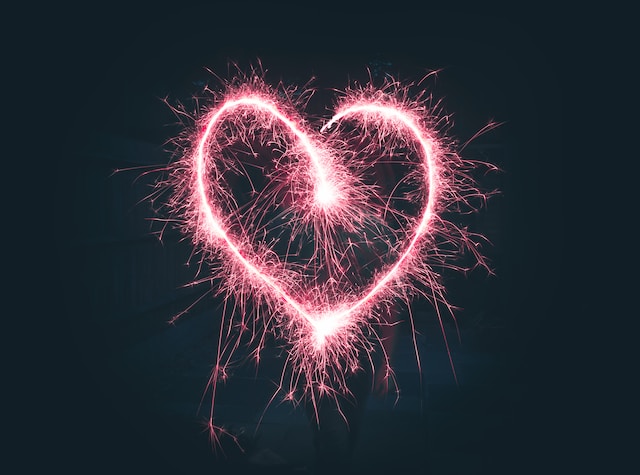 Sparklers in the shape of a heart. 