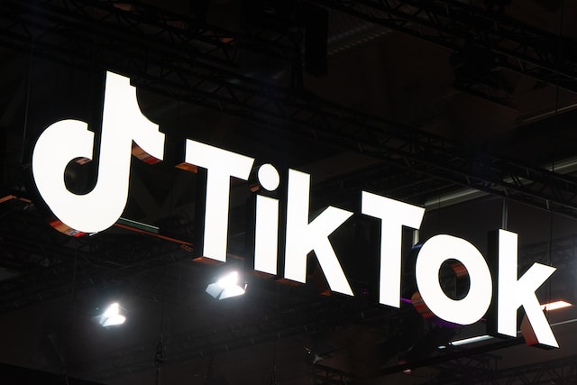 White TikTok sign. 