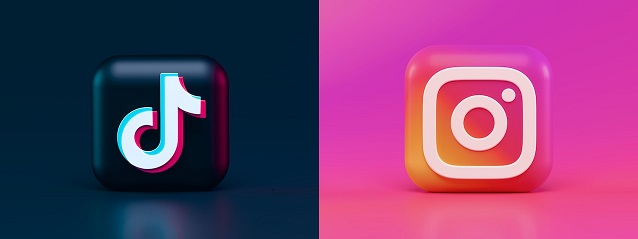 Logotipos do TikTok e do Instagram. 