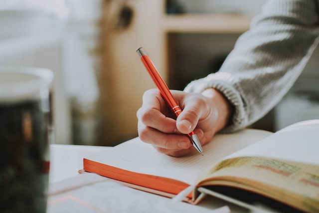 A person writing in their journal.