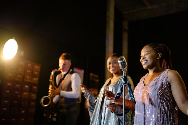 A group of people having a concert together. 