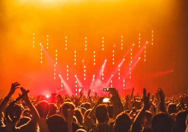 Un groupe de fans profitant d'un spectacle en direct.