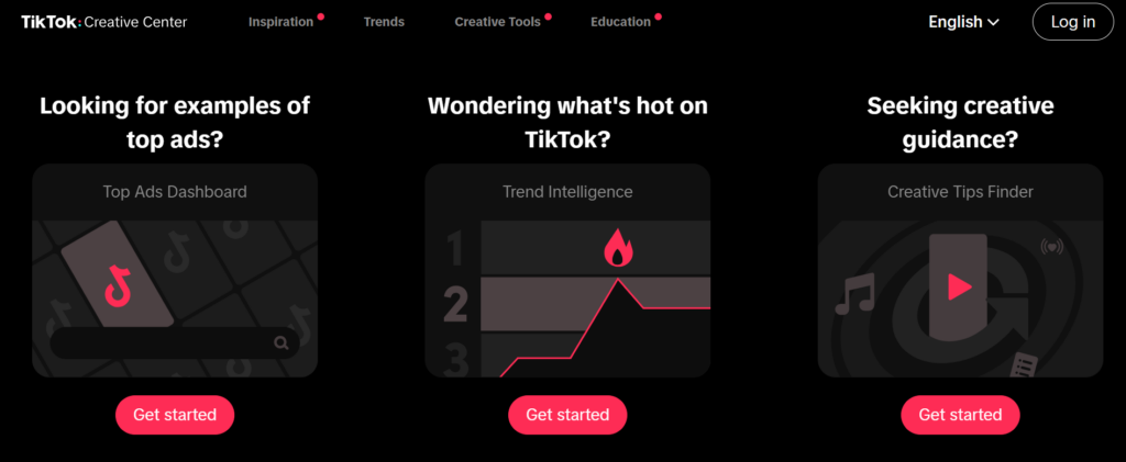 High Social's screenshot van de homepage van het TikTok Creative Center.