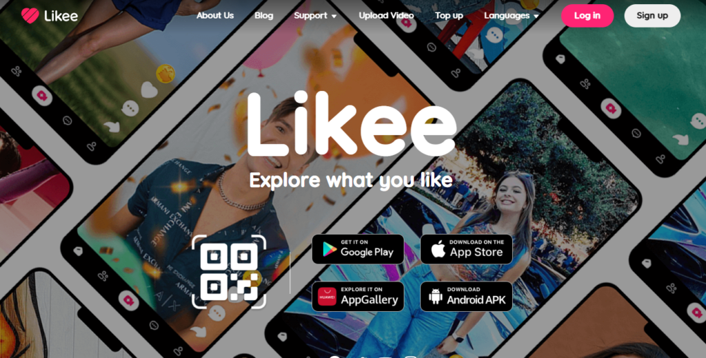 High Social’s screenshot of the Likee website homepage.