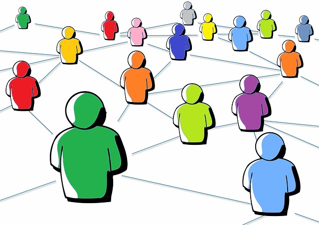 Uma ilustração de ícones de perfil interconectados representando o crescimento de seguidores do TikTok.