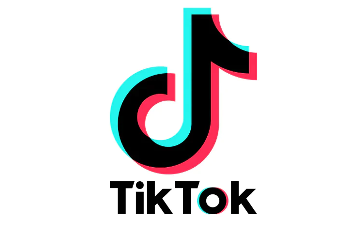 TikTokのロゴの写真を見ると、TikTokの名前が1つの単語になっている。 