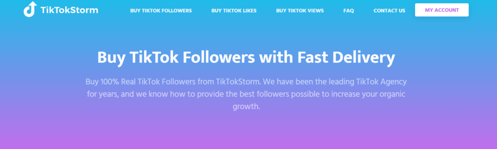 Schermata di High Social della pagina di acquisto dei follower di TikStorm su TikTok.