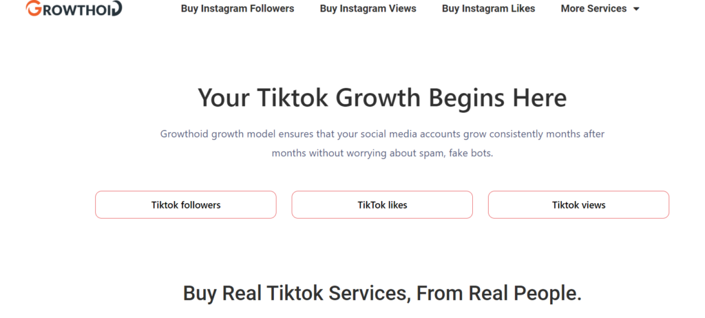 Schermata di High Social della pagina del servizio TikTok di Growthoid.