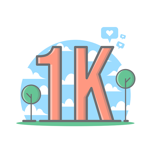 An illustration celebrating the milestone of 1,000 TikTok likes.