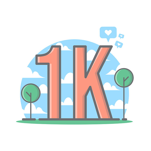 Een illustratie ter ere van de mijlpaal van 1.000 TikTok likes.