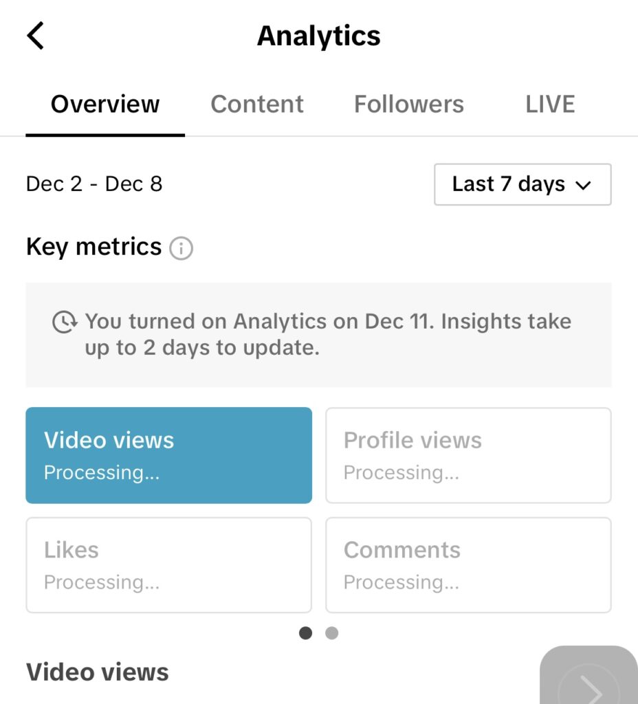 High Social’s screenshot of TikTok’s analytics tab.