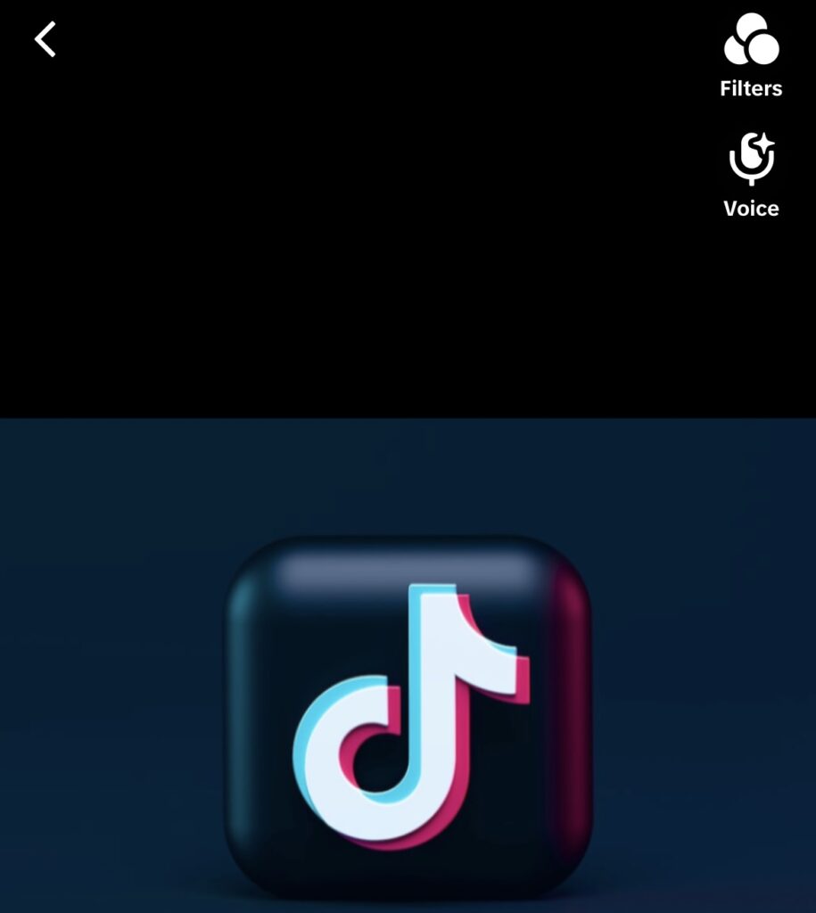 High Social’s screenshot showing TikTok’s voiceover button at the top right of the editing screen.
