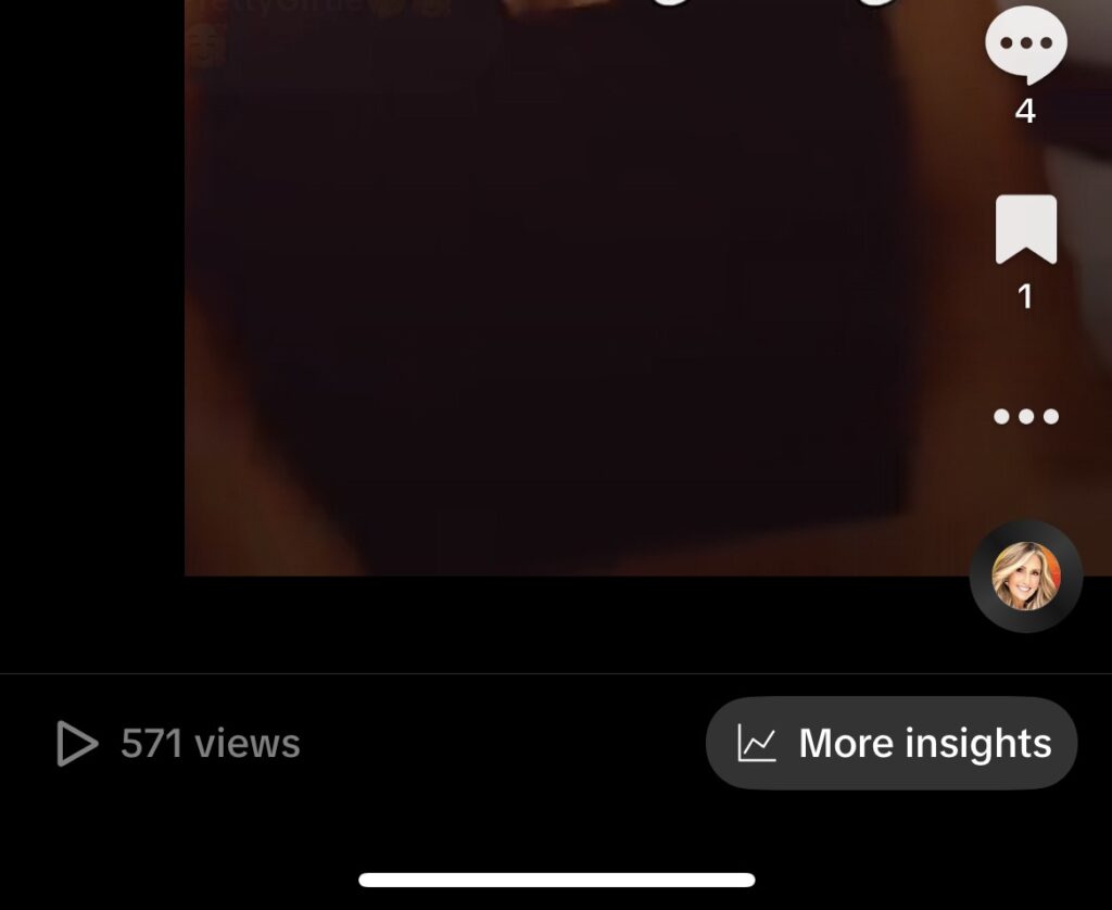 Captura de pantalla de HighSocial de una página de TikTok que muestra las visitas en la parte inferior derecha.