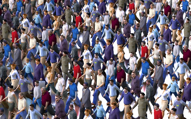 Une foule de personnes animées.