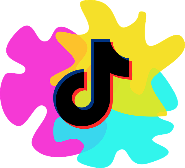 Logo-ul TikTok pe un fundal colorat.