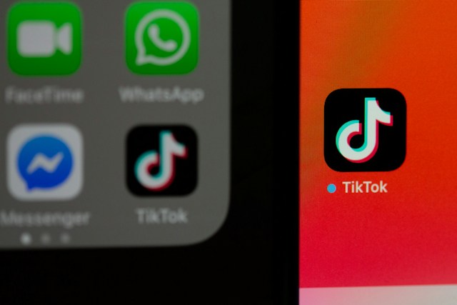 Two screens displaying the TikTok logo and other apps.
