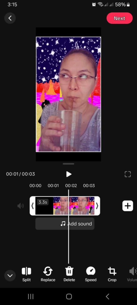 Captura de pantalla de High Social que muestra el último paso para recortar un vídeo en TikTok.