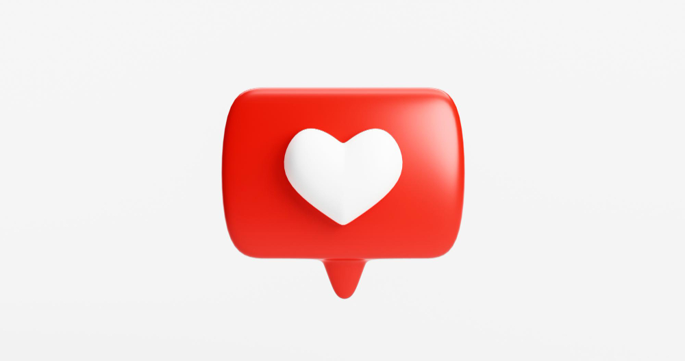 O ilustrație a unei forme de inimă într-un balon semnificând un Like.